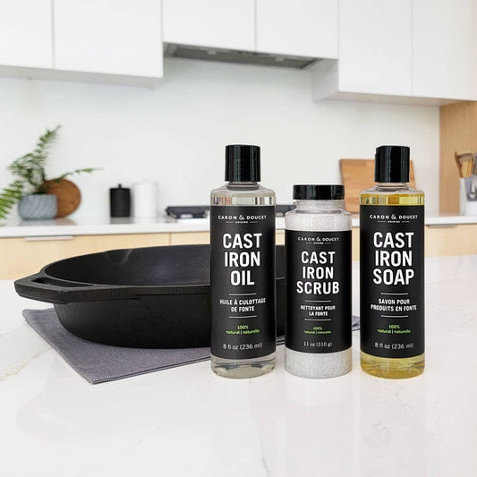 Use this cast iron care trio to keep your cast iron and carbon steel pans in perfect condition.
