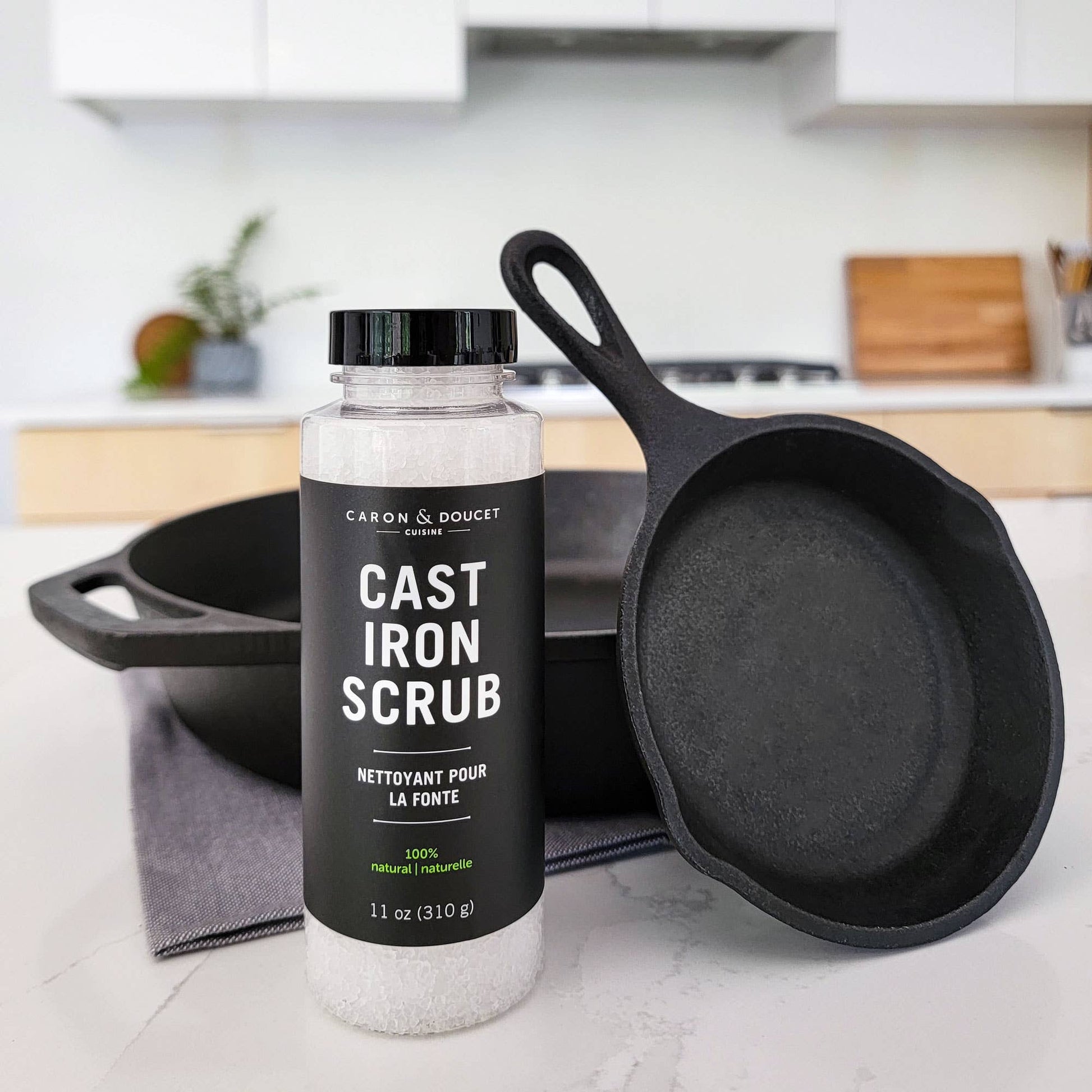 Buy one (1) bottle of cast iron scrub. 