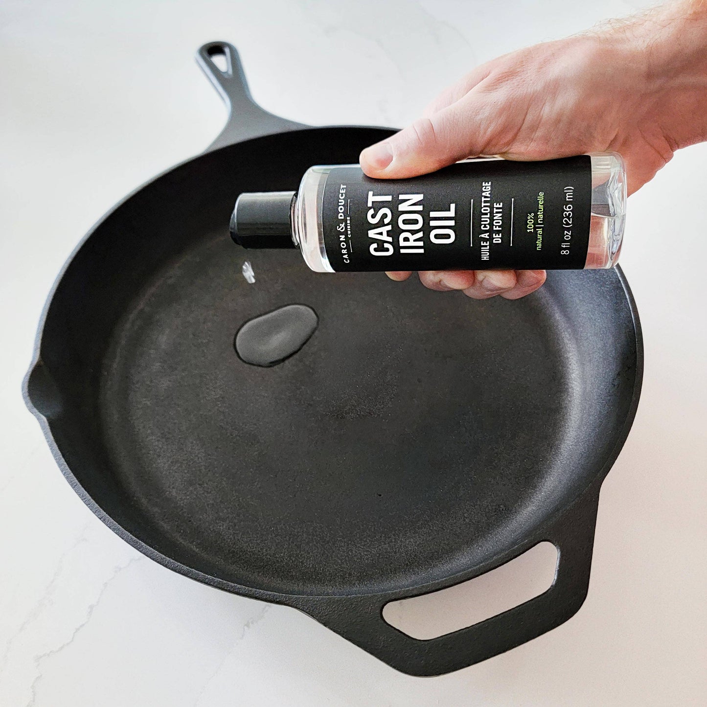 Keep your pan seasoned and rust-free with cast iron oil.