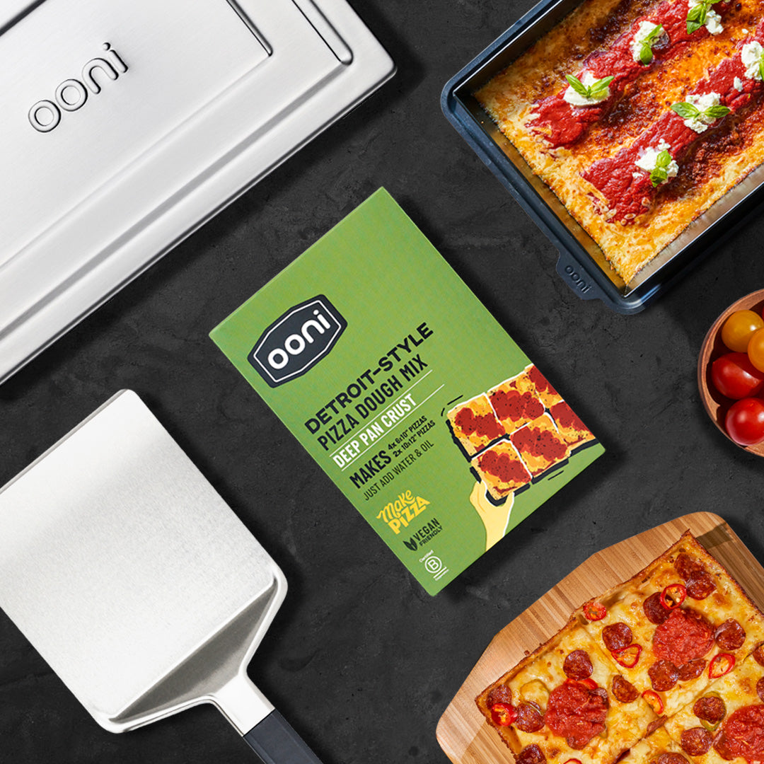 Ooni Detroit-style pizza dough mix makes four small or two large deep-dish pizzas.