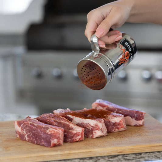 Buy 1 (one) dry rub shaker to quickly and evenly apply seasoning to your favorite meats. 