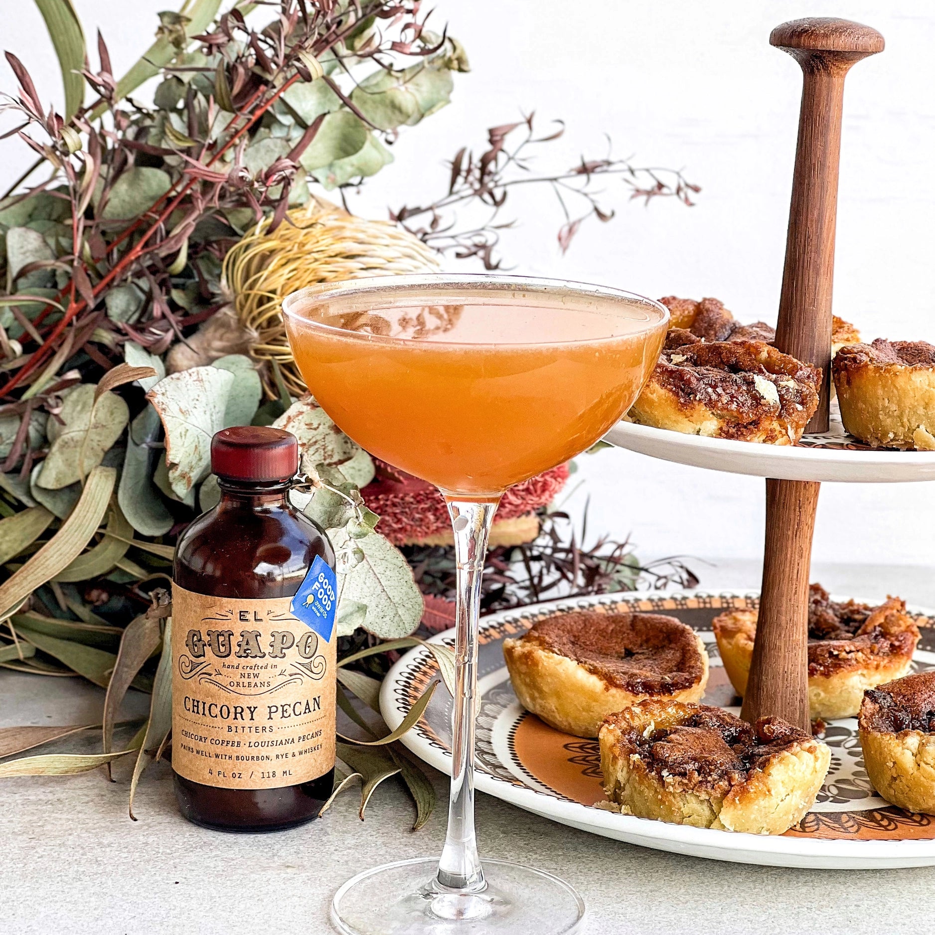 Buy El Guapo Chicory Pecan bitters to enhance bourbon, rye and whiskey cocktails. 