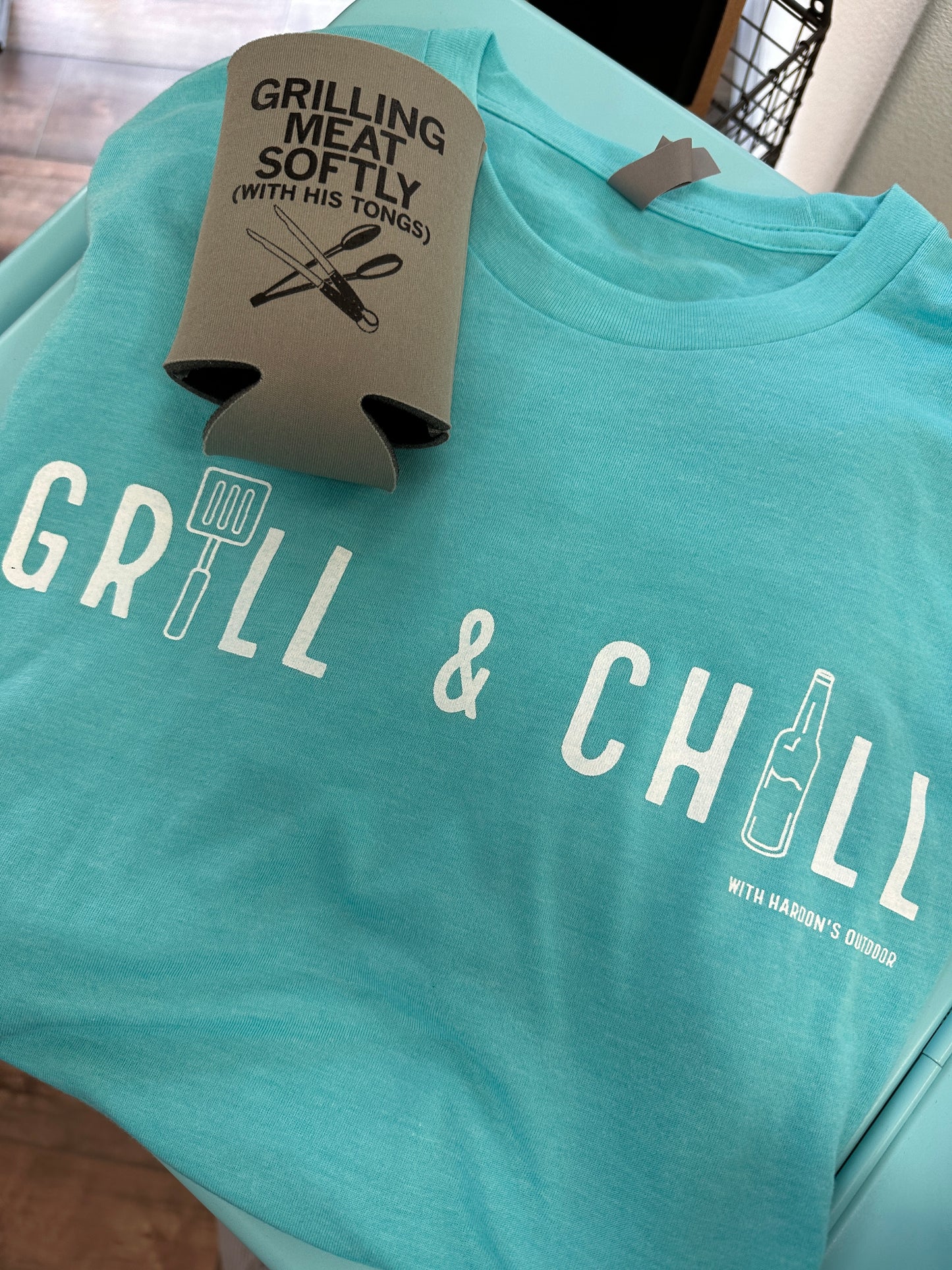 Grill and Chill - Super soft t-shirt color teal - Multiple sizes