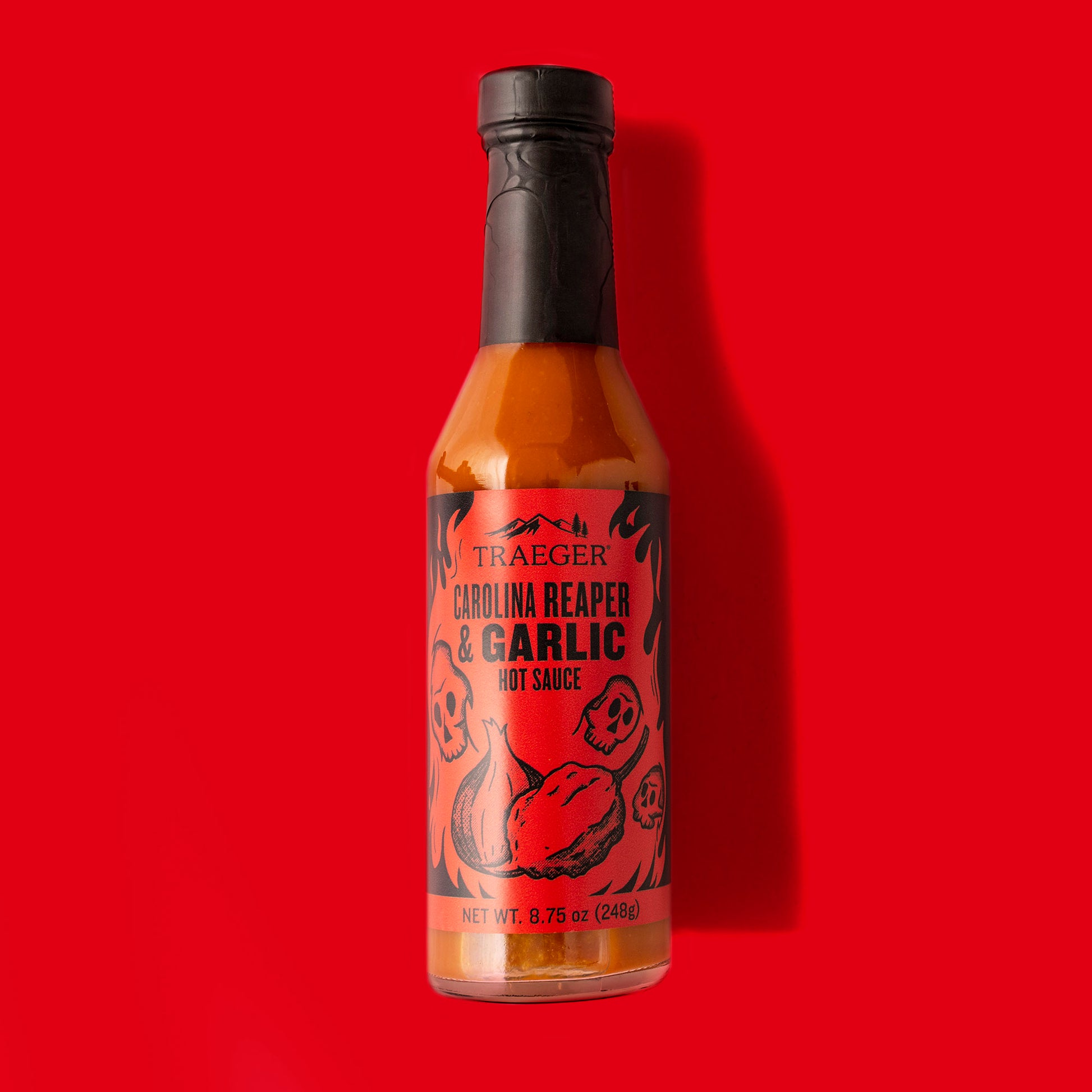Caution - Carolina Reaper & Garlic is Traeger's hottest and spiciest hot sauce.