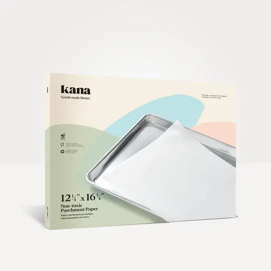Your half sheet pan comes with a box of 140 pre-cut parchment paper sheets. 