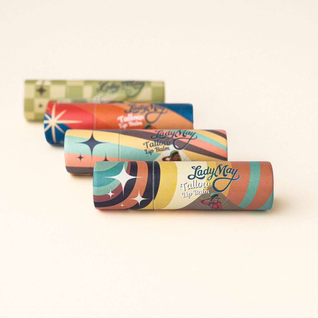 Choose your favorite flavor of Lady May Tallow lip balm. 