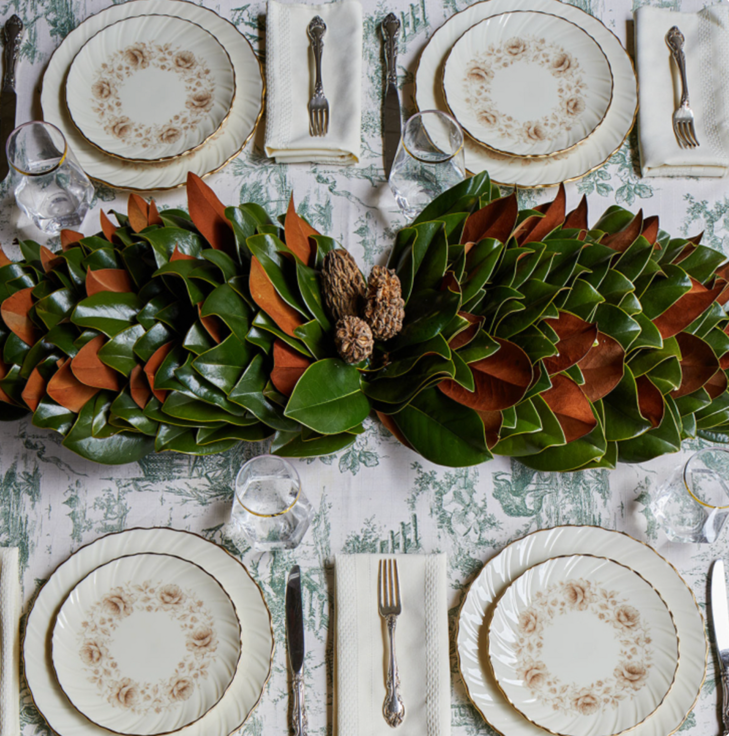 Buy one (1) 36" fresh magnolia centerpiece for your Christmas dining table.