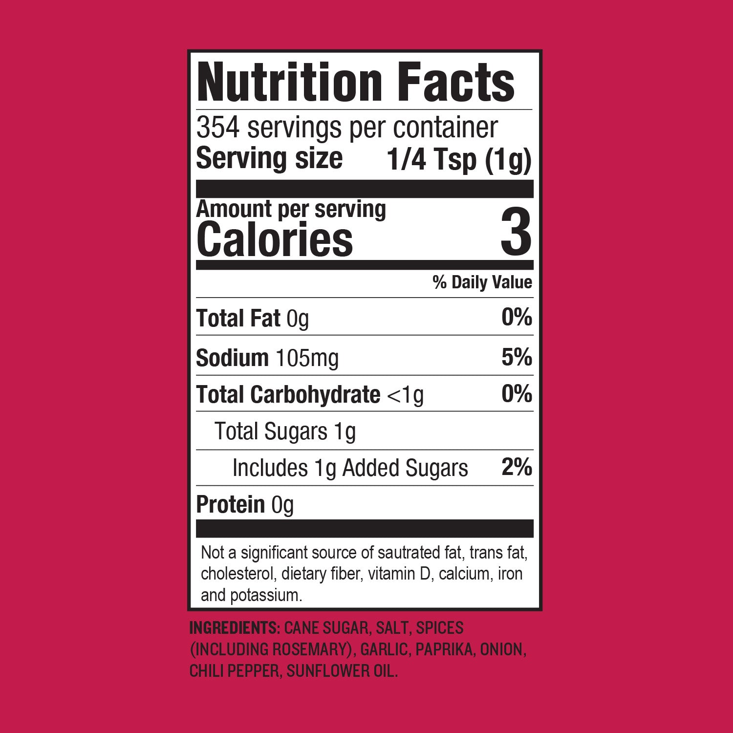 Traeger Prime Rib Rub is Kosher and gluten-free. Ingredients: Cane sugar, salt, spices (including rosemary) garlic, paprika, onion, chili pepper, sunflower oil.