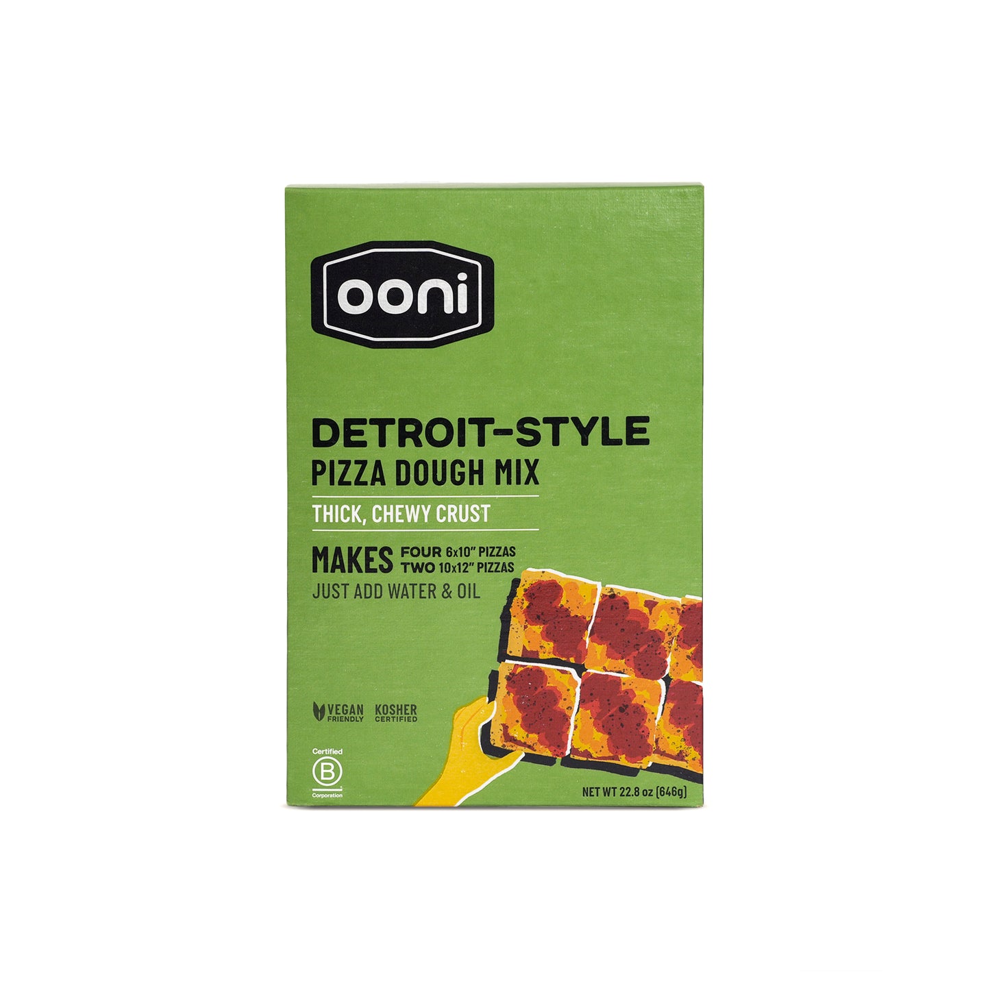 Buy one (1) Detroit-style pizza dough mix for the easiest homemade pizza by Ooni.