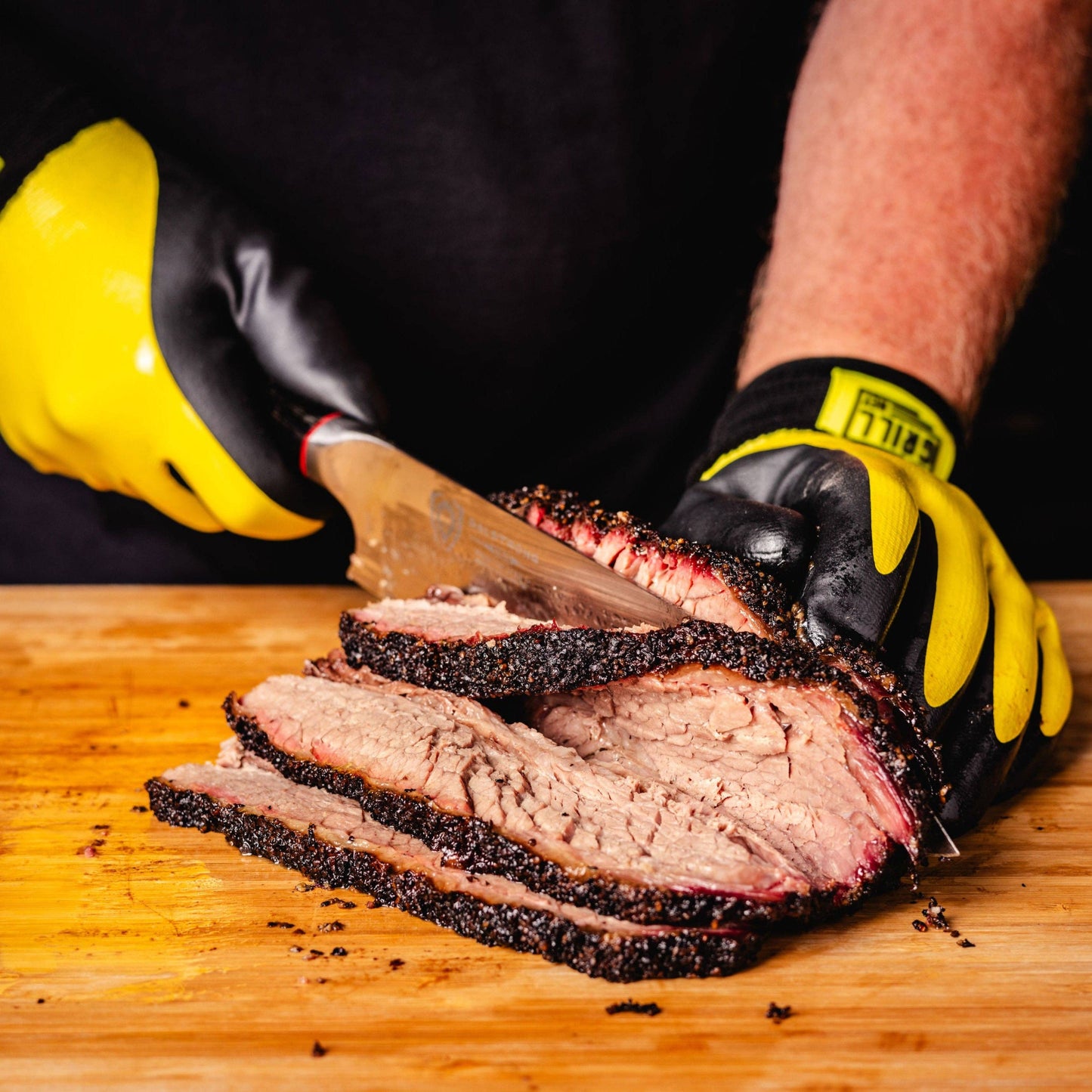 Hold warm brisket with ease while you safely slice it. 