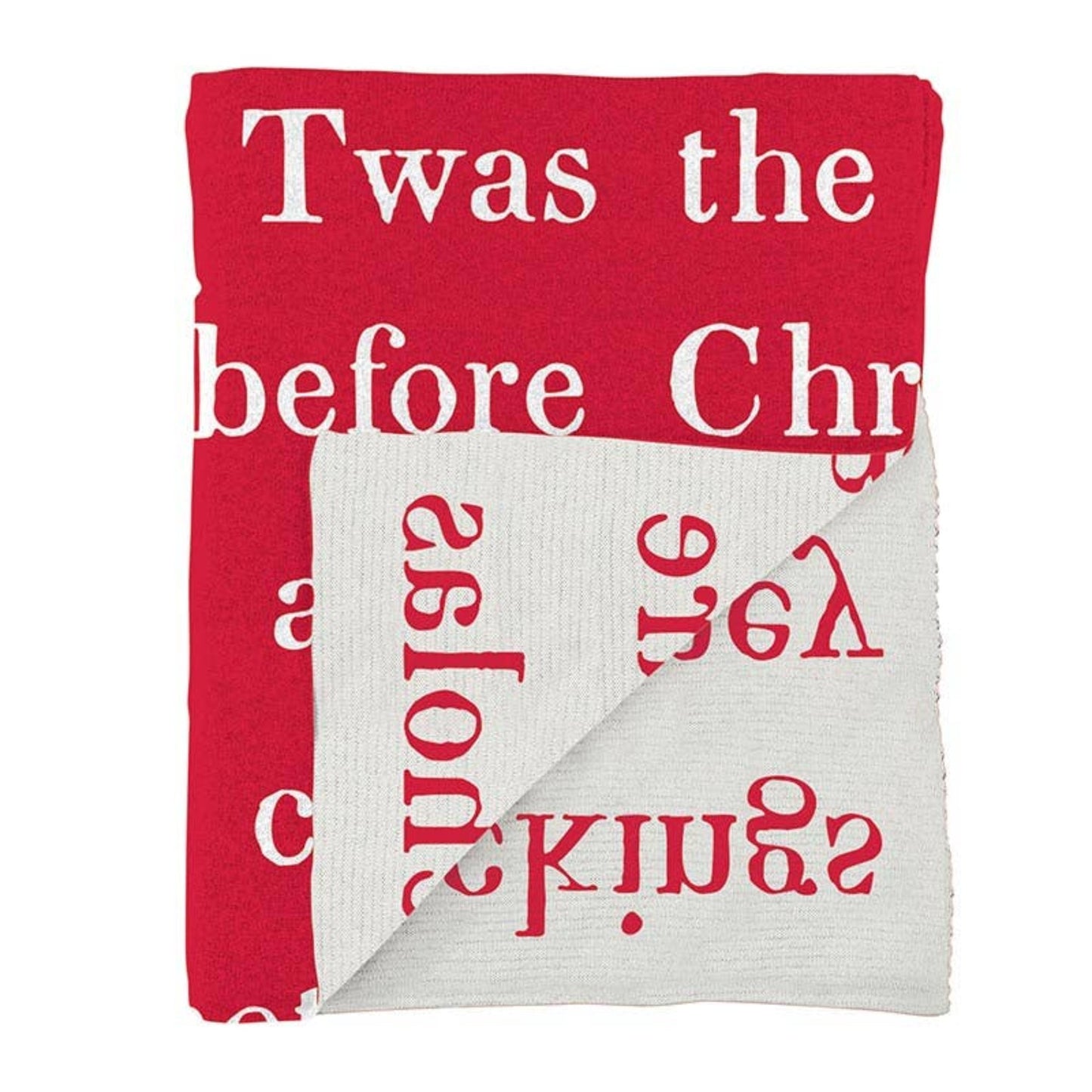 Twas The Night Before Christmas red/white throw