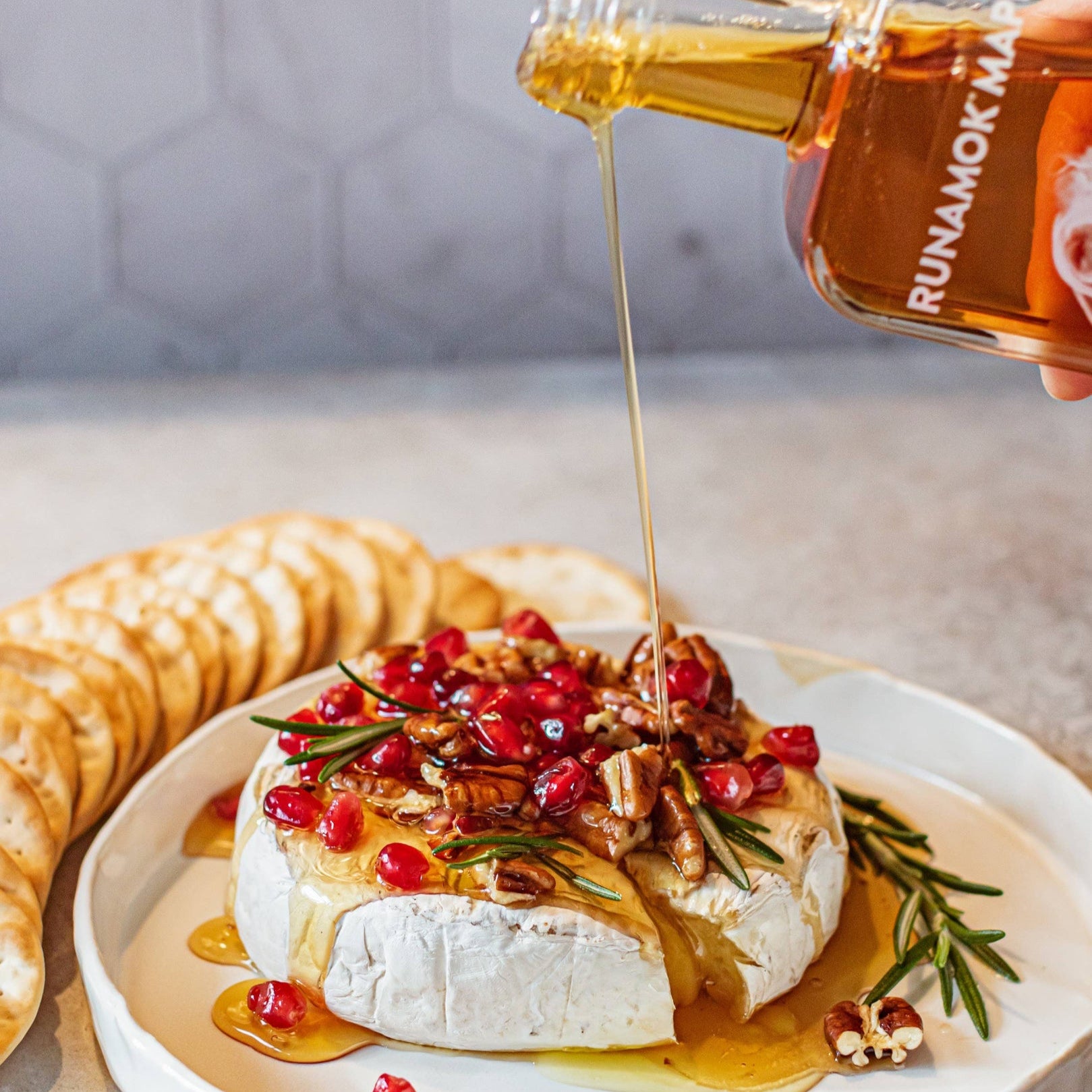 Drizzle smoked maple syrup over warm brie for a perfect holiday appetizer. 