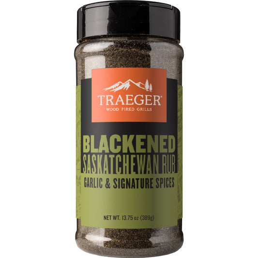 Buy 1 (one) sTraeger Blackened Saskatchewan Rub in a 13.75 oz net wt jar.