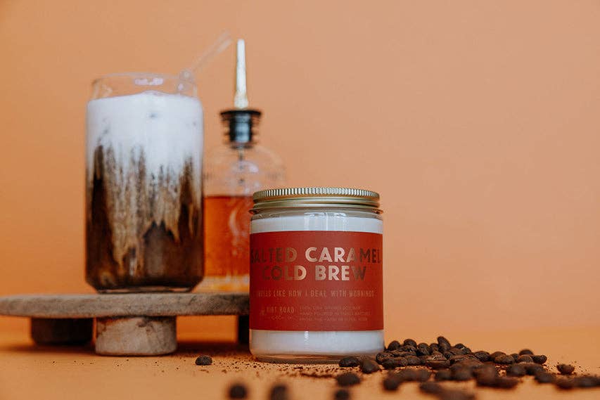Buy1 (one) 8 oz. candle scented like salted caramel cold brew. 