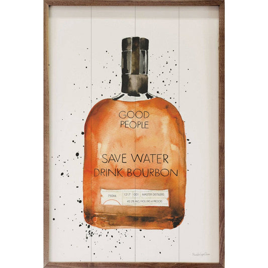 Buy 1 (one) art print that says Save water Drink bourbon. It's painted in the shape of a Woodford Reserve bourbon bottle. 