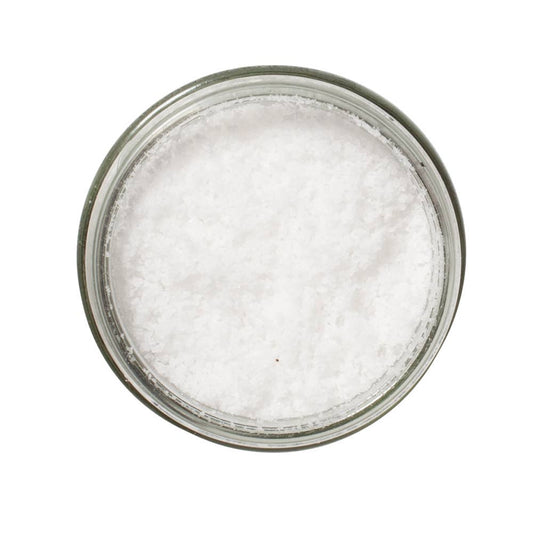 Solar-evaporated sea salt is granular, not flakey, and high in minerals. 