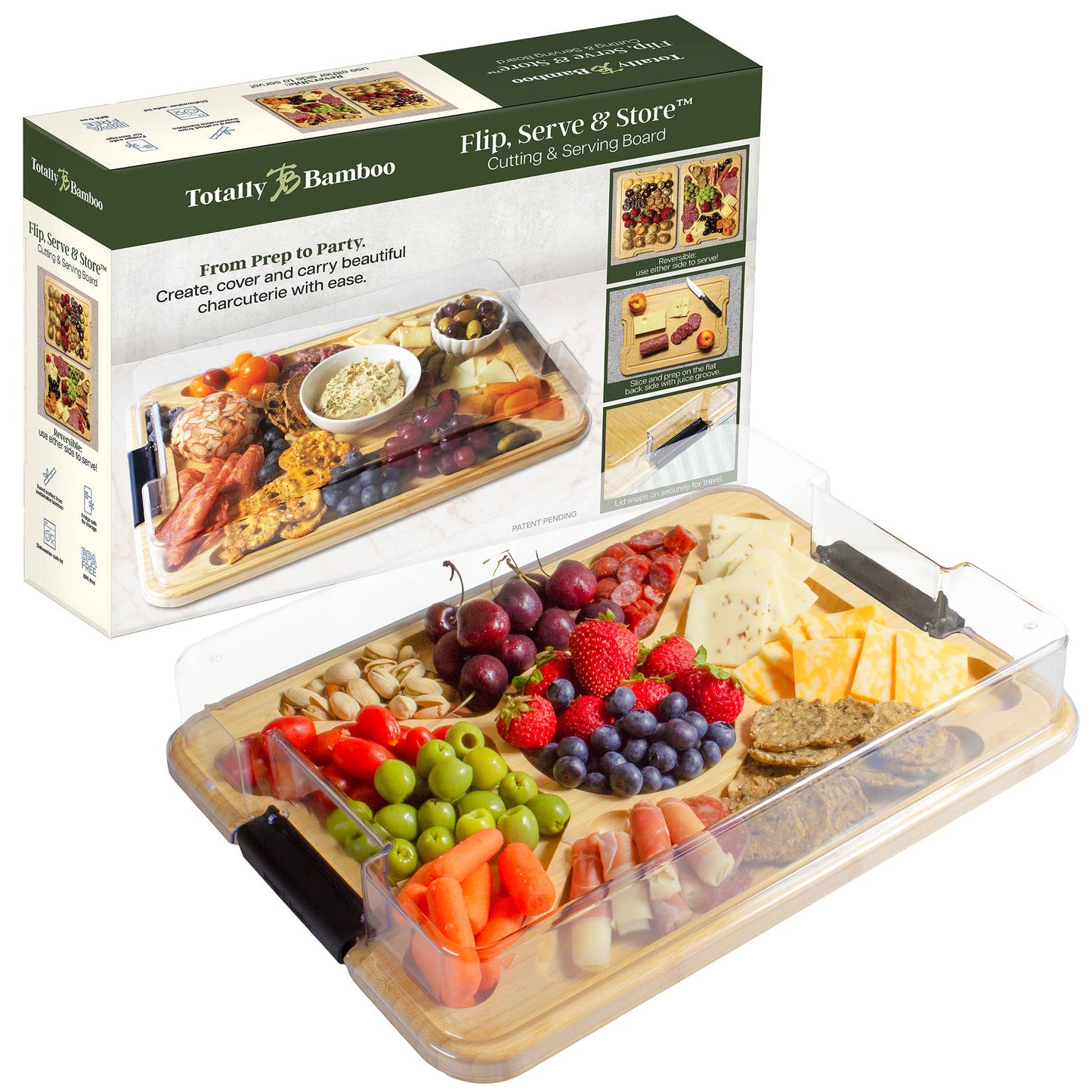 Buy 1 (one) bamboo charcuterie board with locking lid. 