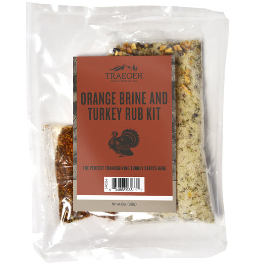 This convenient kit includes a citrusy orange brine and a savory turkey rub.