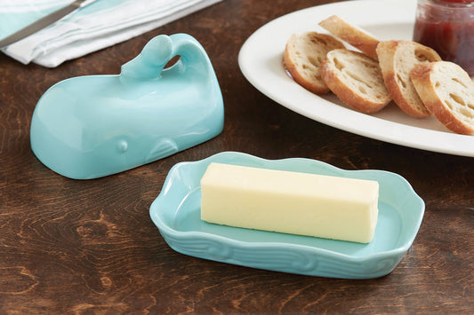 Keep butter soft and spreadable with this cute whale butter dish. 