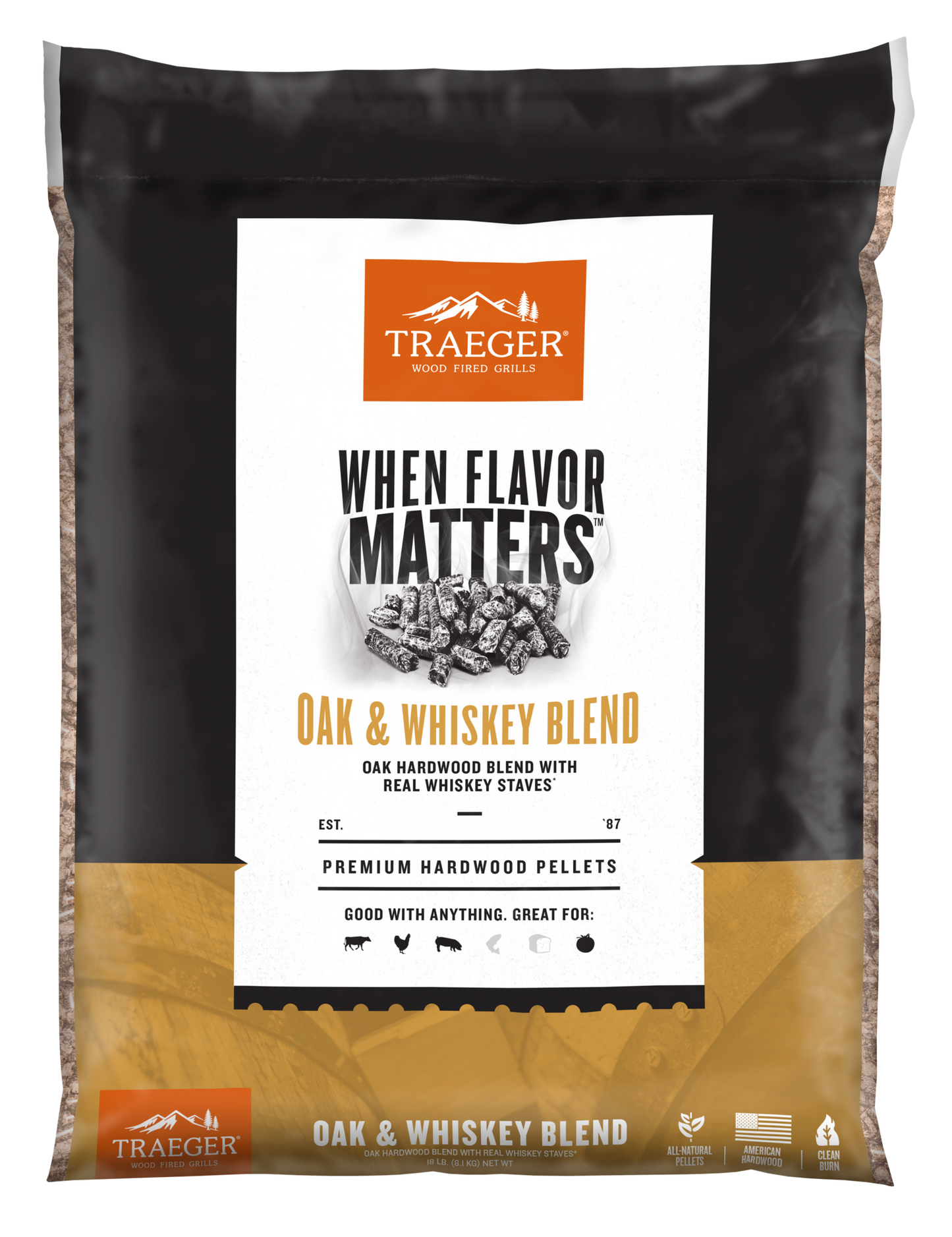 Traeger Oak and Whiskey Blend pellets