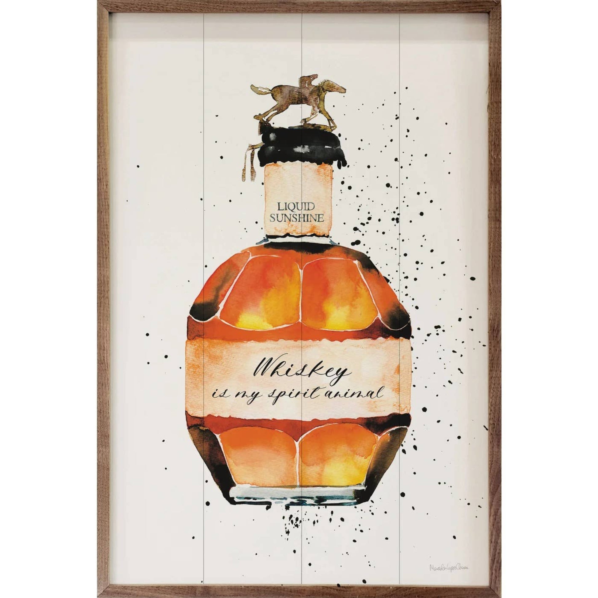 Buy 1 (one) wall art with a bottle shaped like Blanton's and the phrase, "Whiskey is my spirit animal."