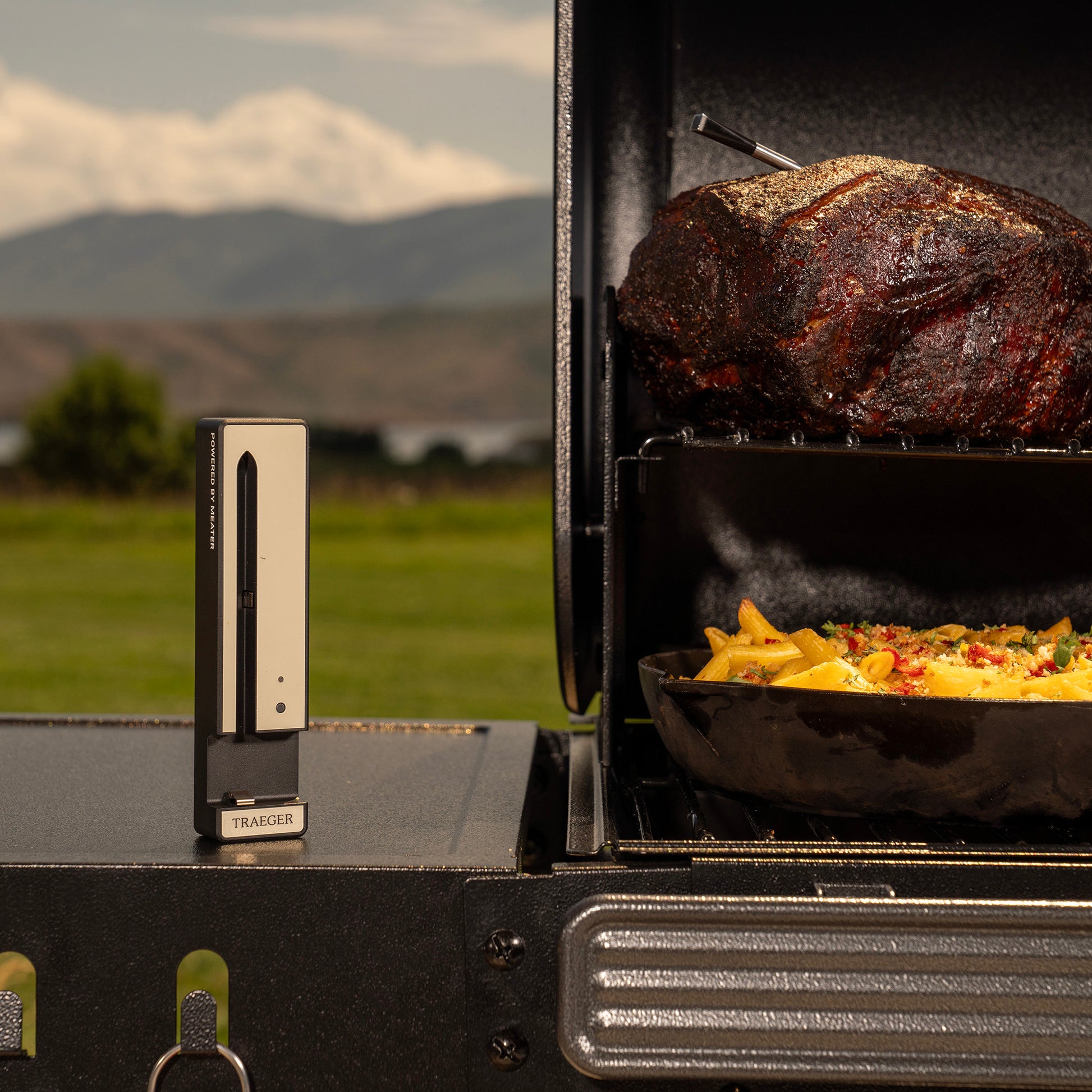 The Traeger Wireless Meat Thermometer is compatible with Woodridge grills. 