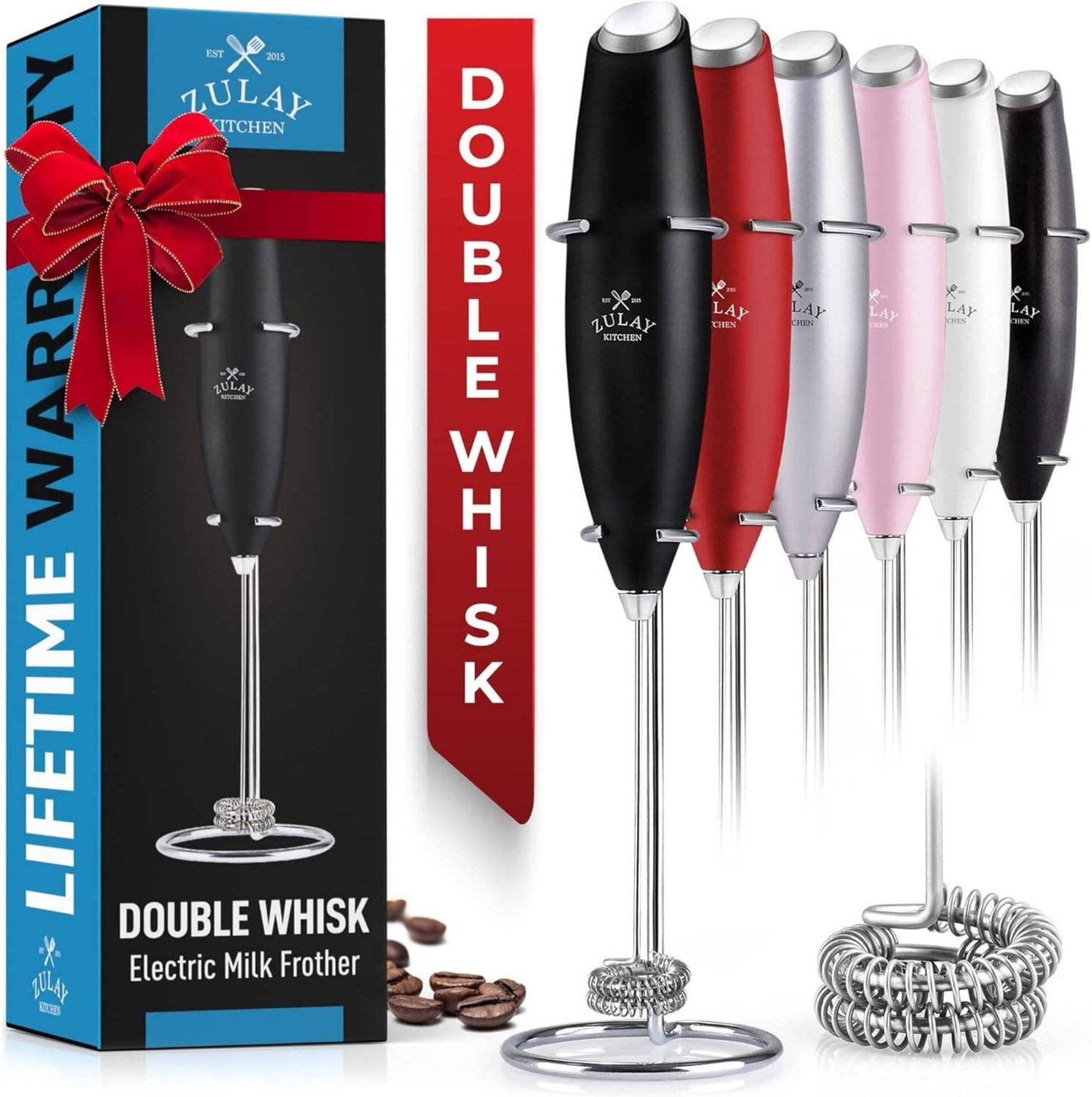 Buy 1 (one) Zulay Kitchen Double Whisk electric milk frother.