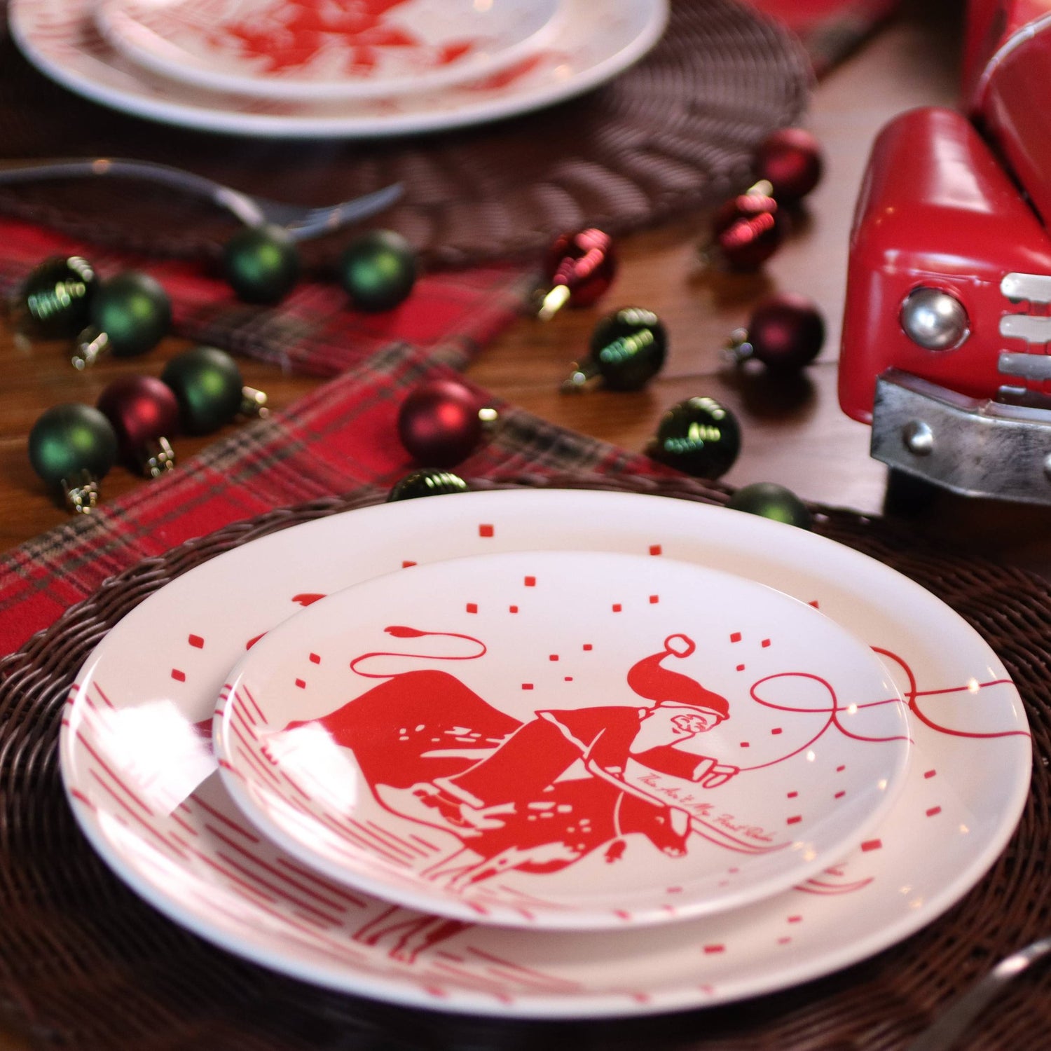 Buy one (1) Melamine Medium-sized plate with rodeo Santa. 