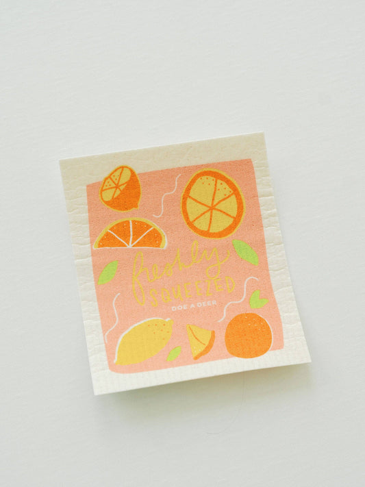 Buy this Iowa-made "Freshly Squeezed" design on a multi-use Swedish dishcloth.