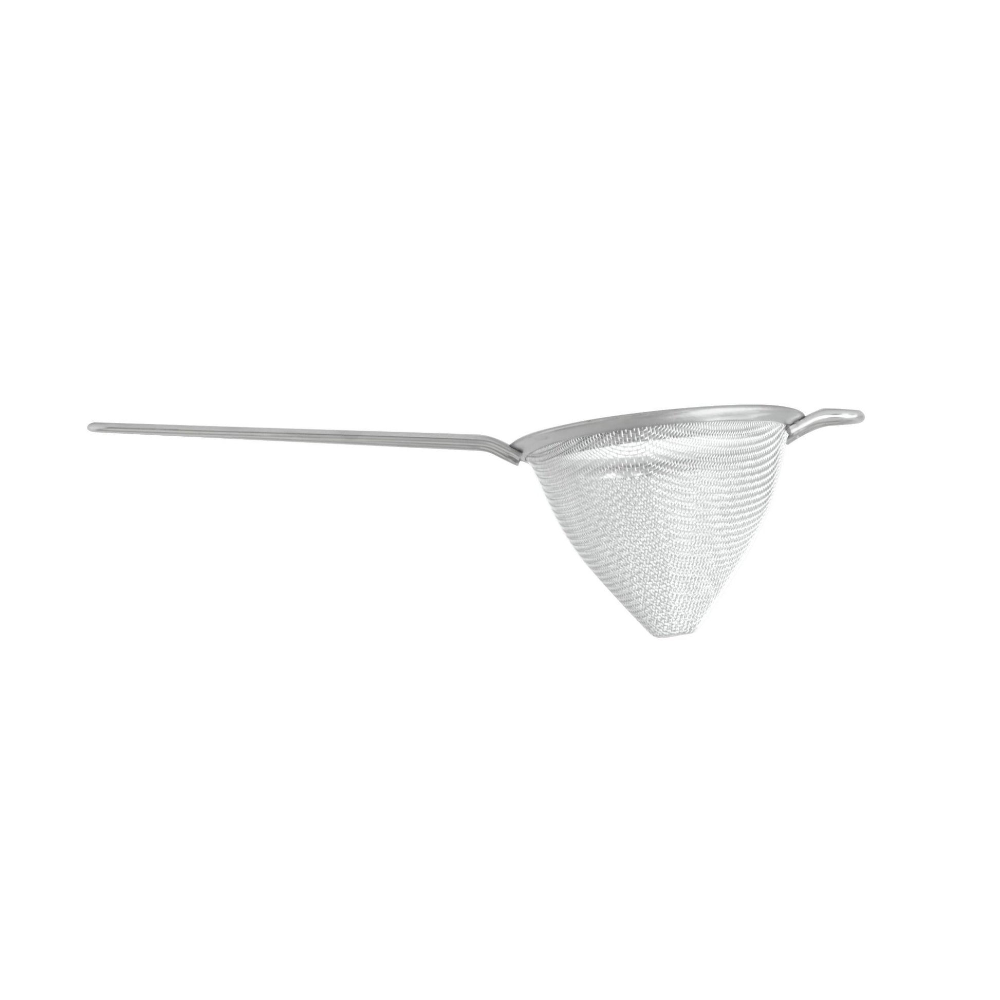 The cone shape is designed to quickly filter a full cocktail while trapping solids in the fine stainless steel mesh.