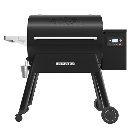 Traeger Ironwood 885 includes a stainless steel side shelf to hold a platter, seasoning or any grill accessory.